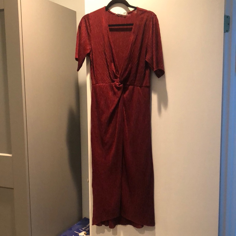 All in Favor Dolman Plisse MIDI Dress